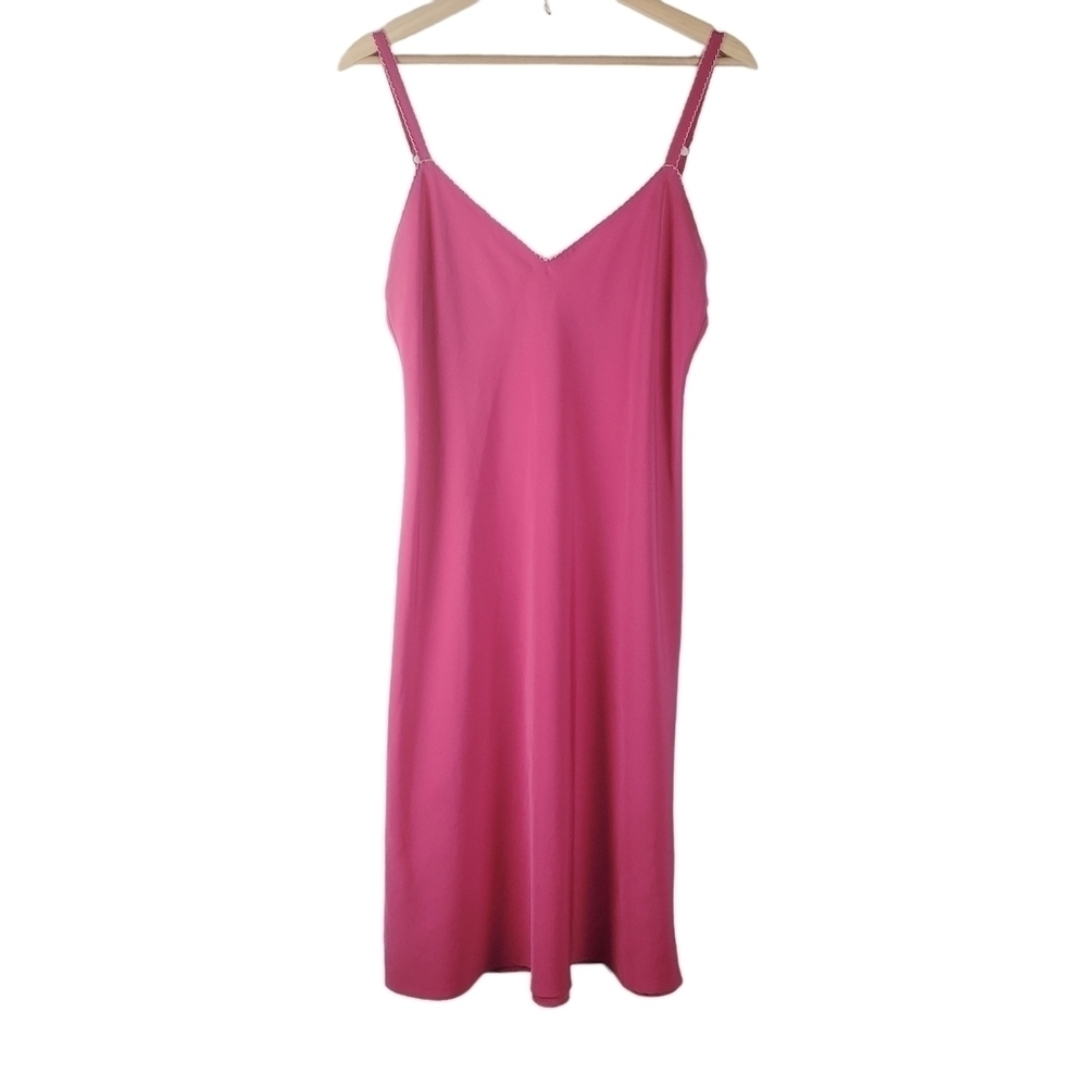 Natori Cruz Slipโ Dress Womens Small Pink V-neck Midi Length Adjustable Straps